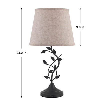 Kakanuo Table Lamp for Bedside, Lamp for Living Room with USB-A and USB-C Charging Ports, Traditional Tall Bedroom Lamp for End Table