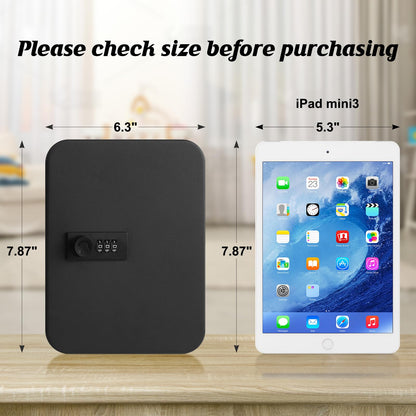 KYODOLED 20 Key Storage Lock Box with Code, Key Cabinet Organizer Wall Mount with Combination Lock, Key Hooks & Labels, 7.87 x 6.3 x 3.14 in, Black