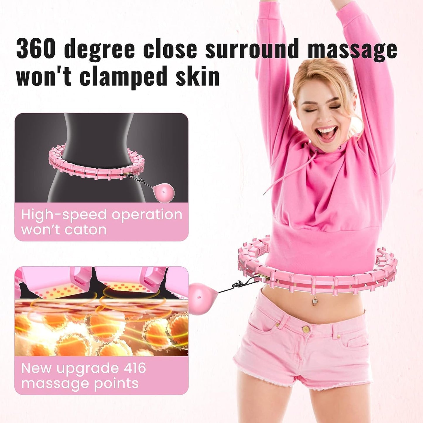 65inch 32 Knots Plus Size Quiet Weighted Hula Infinity Fitness Detachable Hoops, Smart Noiseless Infinity Hula for Women, 2 in 1 Waist and Abdominal Workout Equipment at Home