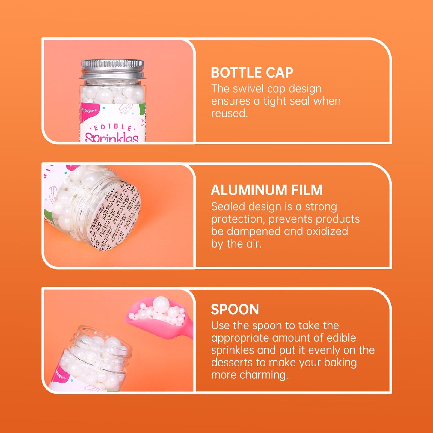 Halloween Sprinkles for Cake Decorating, Food Grade 50g/bottle, Jimmies Sprinkles, Pumpkin Sprinkles, Fancy Sprinkles for Cupcake Decorating, Baking, Toppers Cookies