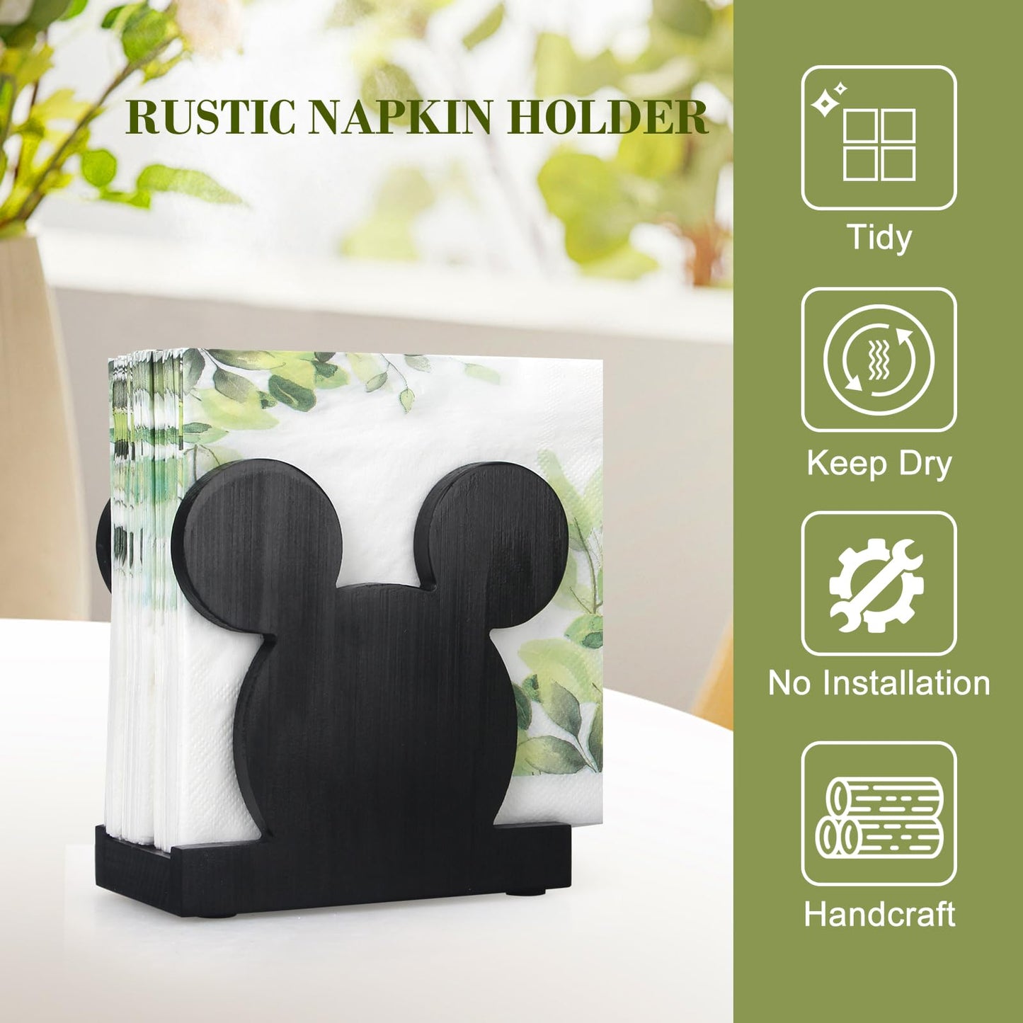 Cute Wooden Napkin Holder for Table Decor Kitchen Bathroom Desk Accessories Modern Cocktail Funny Decorative Xmas Home Decor Farmhouse Wood Cool Christmas