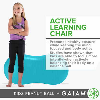 Gaiam Kids Active Seat Peanut Shaped Bounce Desk Chair, Exercise Yoga Balance Sitting Ball, Flexible Seating, Wiggle Seat for Boys and Girls