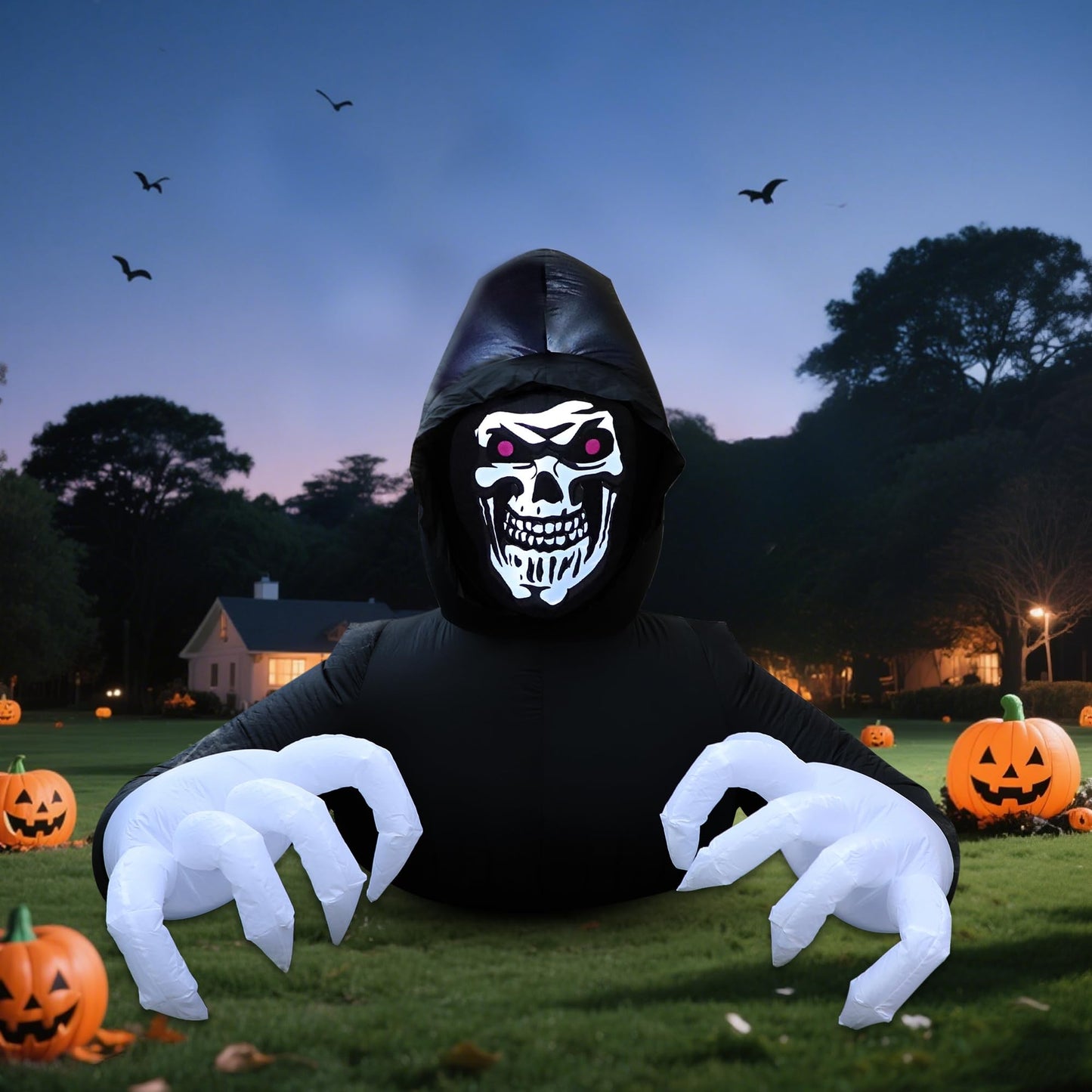 DR.DUDU 6 Ft Halloween Inflatable Decoration Grim Reaper Spooky Ghost with LED Lights for Outdoor Garden Yard Lawn