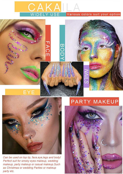 evpct CAKAILA 40 Colors Glitter Sparkle Eyeshadow Makeup Palette Pallets For Women Girls Black White Glitter Chunky Eyeshadow Pressed Powder Pink Shimmer Glue Gel Eyeshadow sombras de ojos profesional