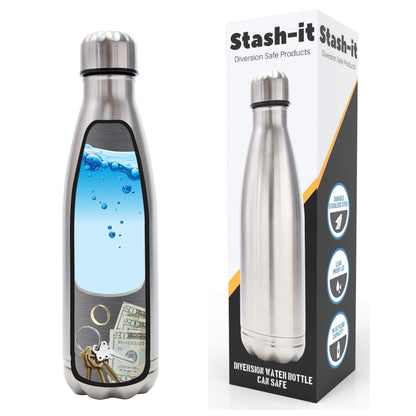 Diversion Water Bottle Can Safe by Stash-it, Stainless Steel Tumbler with Hiding Spot for Money, Discreet Decoy for Travel or at Home, Bottom Unscrews to Store your Valuables