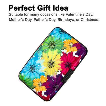 Kaabao Credit Card Holder, Metal Card Wallet RFID Blocking Mini Slim Aluminum Business Hard Card Case for Women Men (Motley Floral)