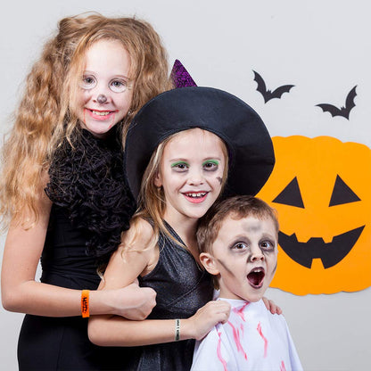 FEPITO 35 Pcs Halloween Wristband Silicone Wristbands 7 Classic Halloween Patterns Rubber Band Bracelets Halloween Trick or Treat Giveaways,Halloween Goodie Bag Fillers