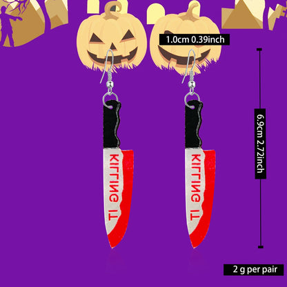 GBAHFY Halloween Ghost Face Knife Earrings Women Acrylic Drop Dangle Scream Gothic Statement Howling Skull Hypoallergenic Jewelry Gifts Lady Party Costume Decorations Accessories (K)