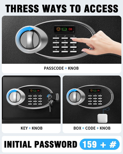 2.5 Cu Ft Large Safe Box with Fireproof Waterproof for Documents - Steel Security Personal Fire Safe with Digital Keypad, Emergency Battery Box & Combination Lock, Safety Box for Valuables Money Cash