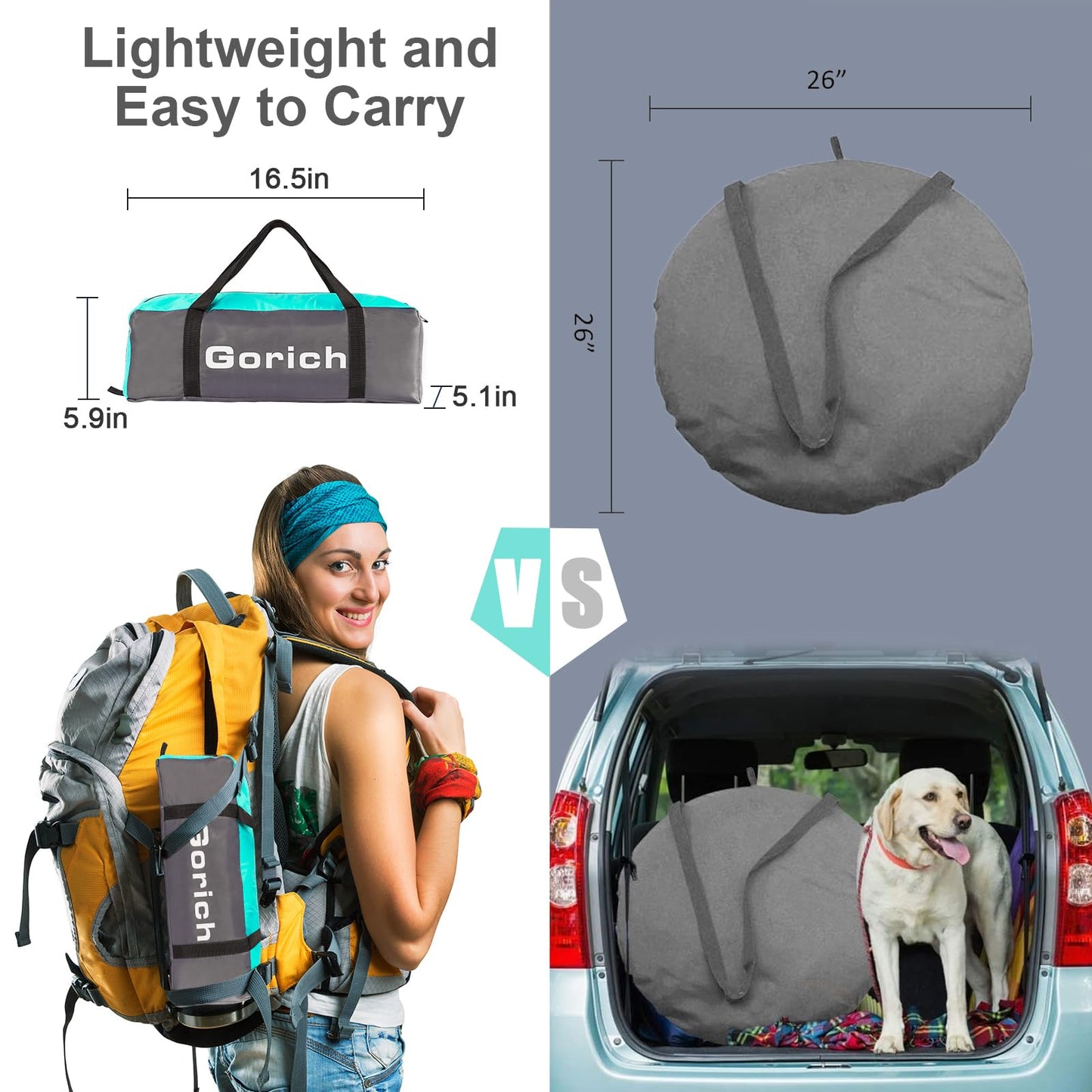 Gorich Beach Tent Sun Shelter for 3-10 Person with UPF 50+ UV Protection, Lightweight & Easy Setup Beach Shade Canopy, Portable Shade Tent Cabana