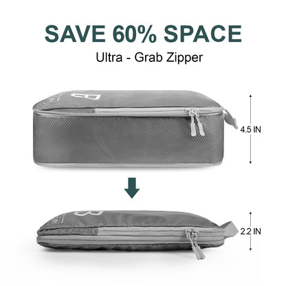 Compression Packing Cubes for Travell - Premium 361D Fabric Packing Cubes with Smooth Zippers, Space-Saving Compression Bags for Travell, Luggage Organizers for Clothes, Shoes, and Accessories