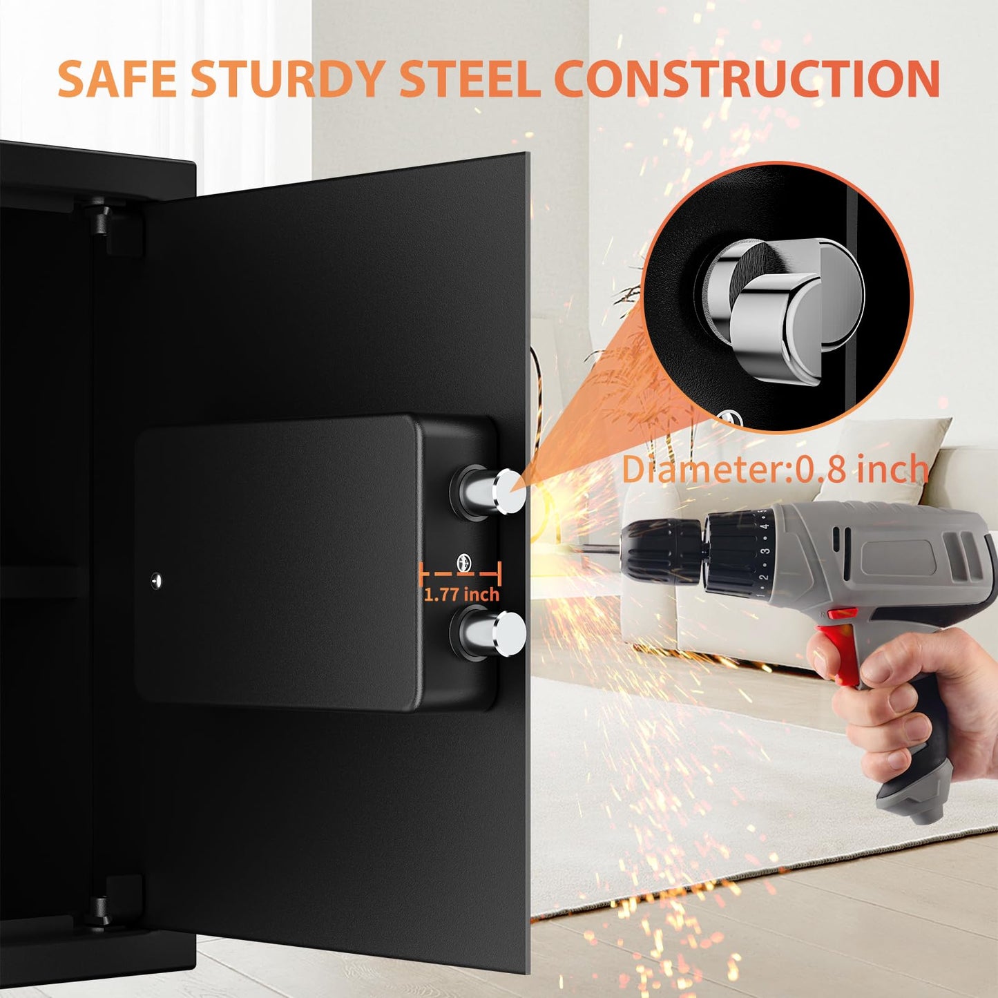 KABISAFE Safe Box, 2.0 Cubic Ft Safe Anti-Theft with Digital Keypad Security Key Lock Sensor Light for Home Hotel Office Document Jewelry Money Storage Safety Box