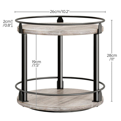 3-Tier Lazy Susan Organizer, Rotating Spice Rack, Spinning Organizer, Industrial Turntable Spice Rack Organizer for Cabinet, Kitchen Countertop, Pantry, Rustic Brown and Black SR23BR