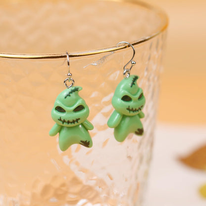 DAYANEY Halloween Earrings for Women Ghostface Earings as Nightmare Movie Before Chrsitmas Gifts, Green Ghost Earrings for Girls Cute Boogcy Costume Halloween Accessories Christmas Jewelry