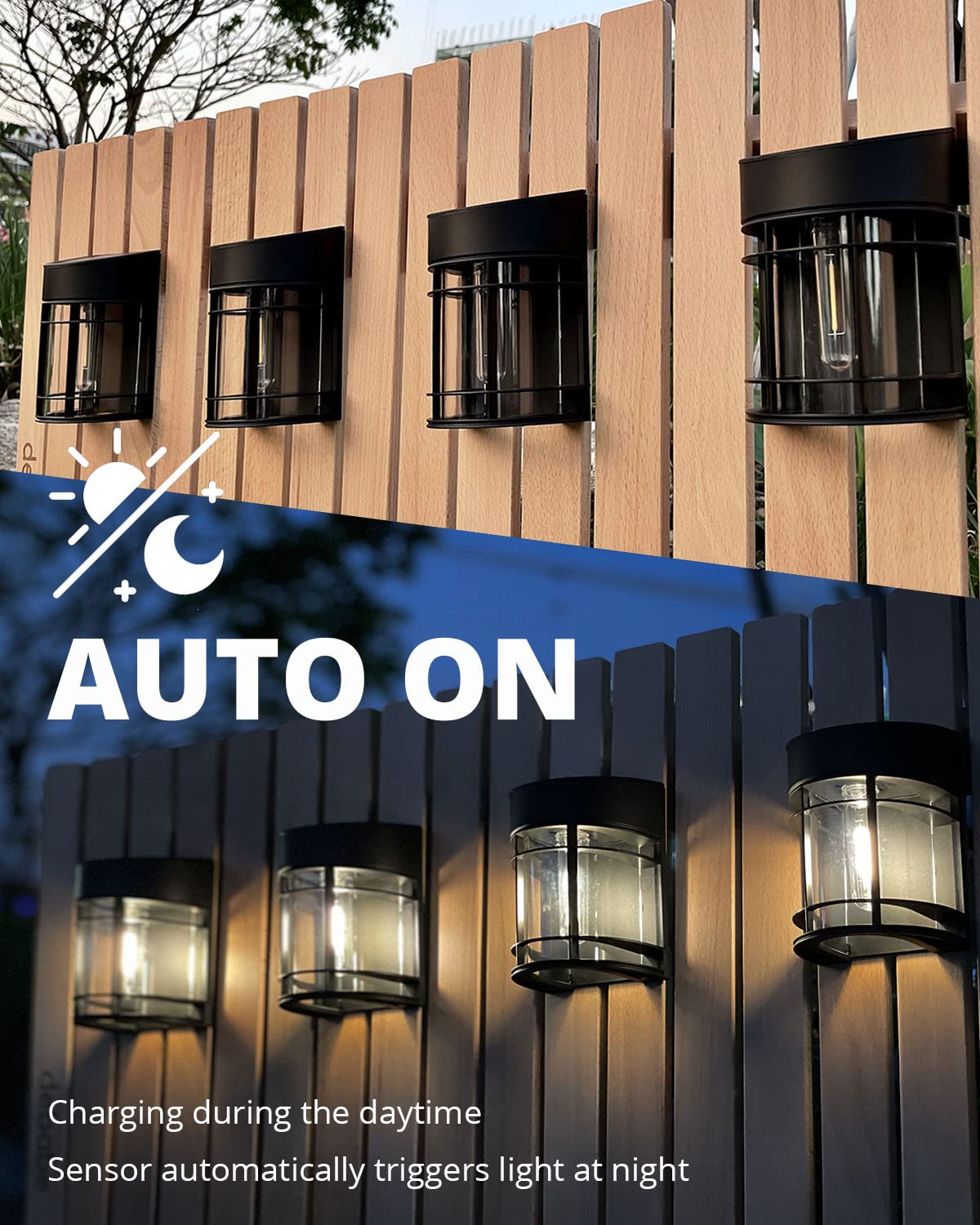 DOESLAG Solar Fence Lights Outdoor, 8 Pack Waterproof Solar Lights Outdoor, Outdoor Solar Light Fence Light for Garden Fence Post Step Stair Backyard