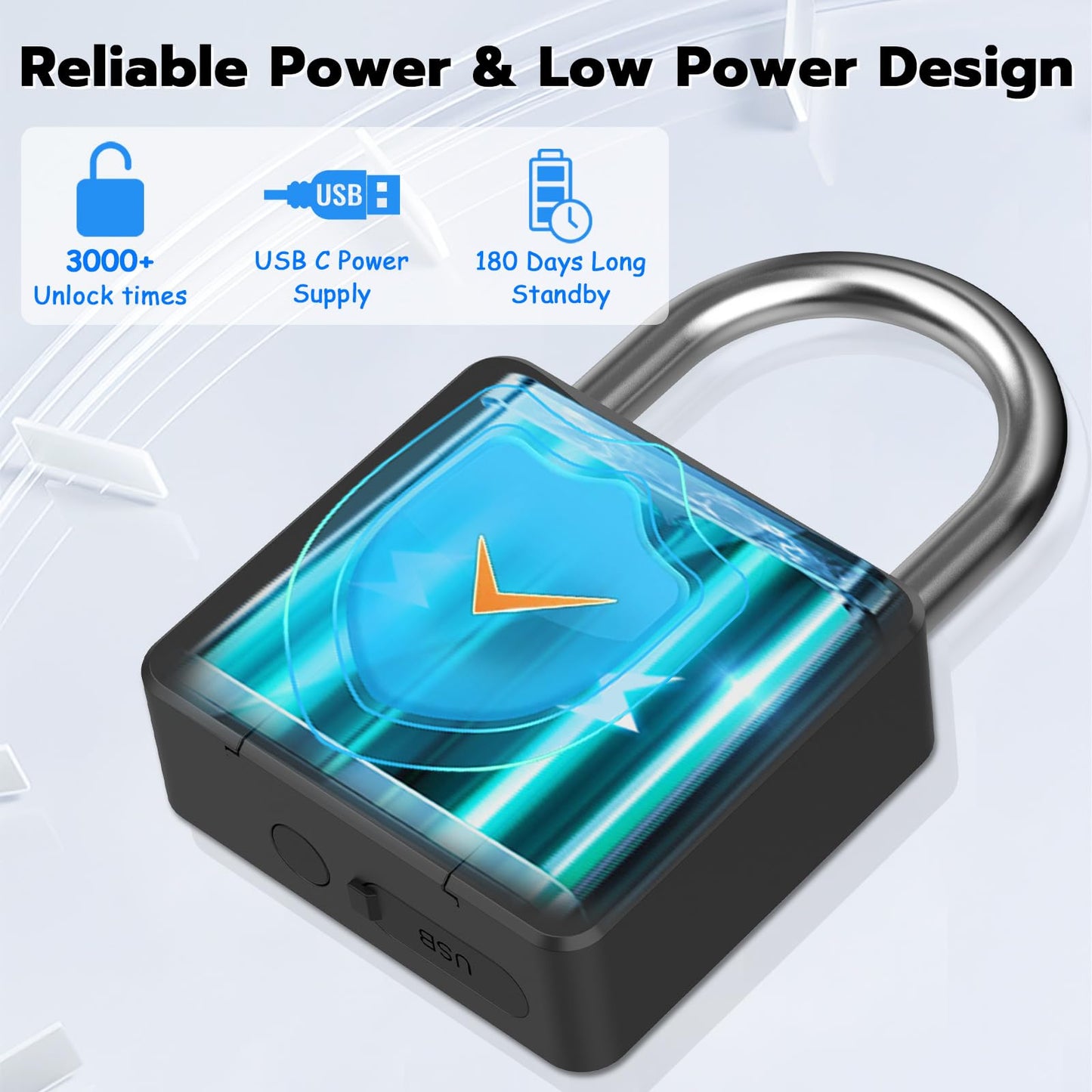 Fingerprint Padlock, Dhiedas Pad Lock with Fingerprint Bluetooth Key Waterproof Heavy Duty Combination Lock for Outdoor Fence Gate Shed Warehouse Gym Storage Yard