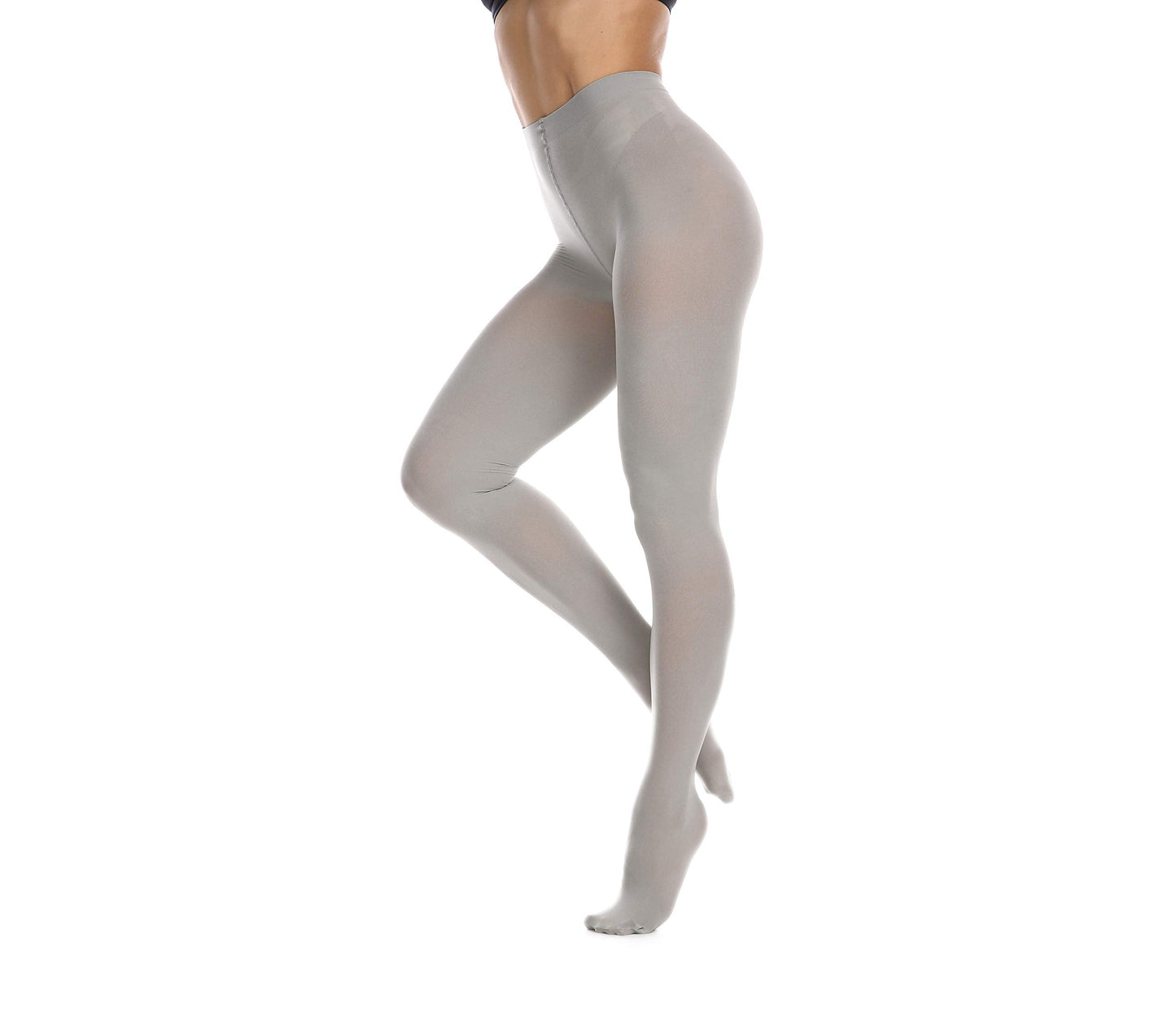 Frola Women's 80 Denier Soft Semi Opaque Solid Color Footed Pantyhose Tights((Small-Medium,Gray)