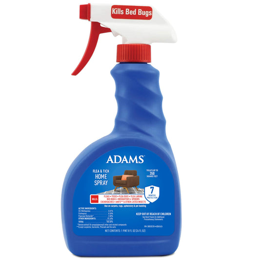 Adams Flea & Tick Home Spray with Precor, Kills Fleas, Flea Eggs, Flea Larvae, Bed Bugs, Ticks, Ants, Cockroaches, Spiders, Mosquitoes And Many Other Listed Nuisance Pests In The Home, 24 Fl Oz