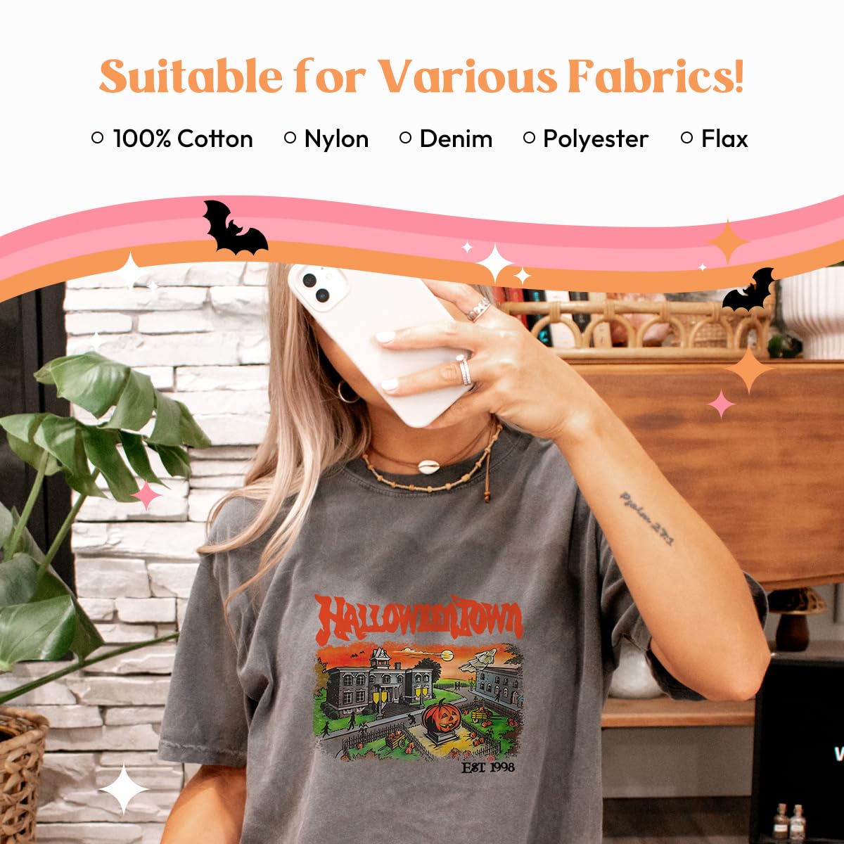 Kaciola 30 Sheets Skull Head Iron on Transfers, Halloween DTF Transfers Ready to Press Iron on Decals for T Shirts Hoodie DIY Crafts