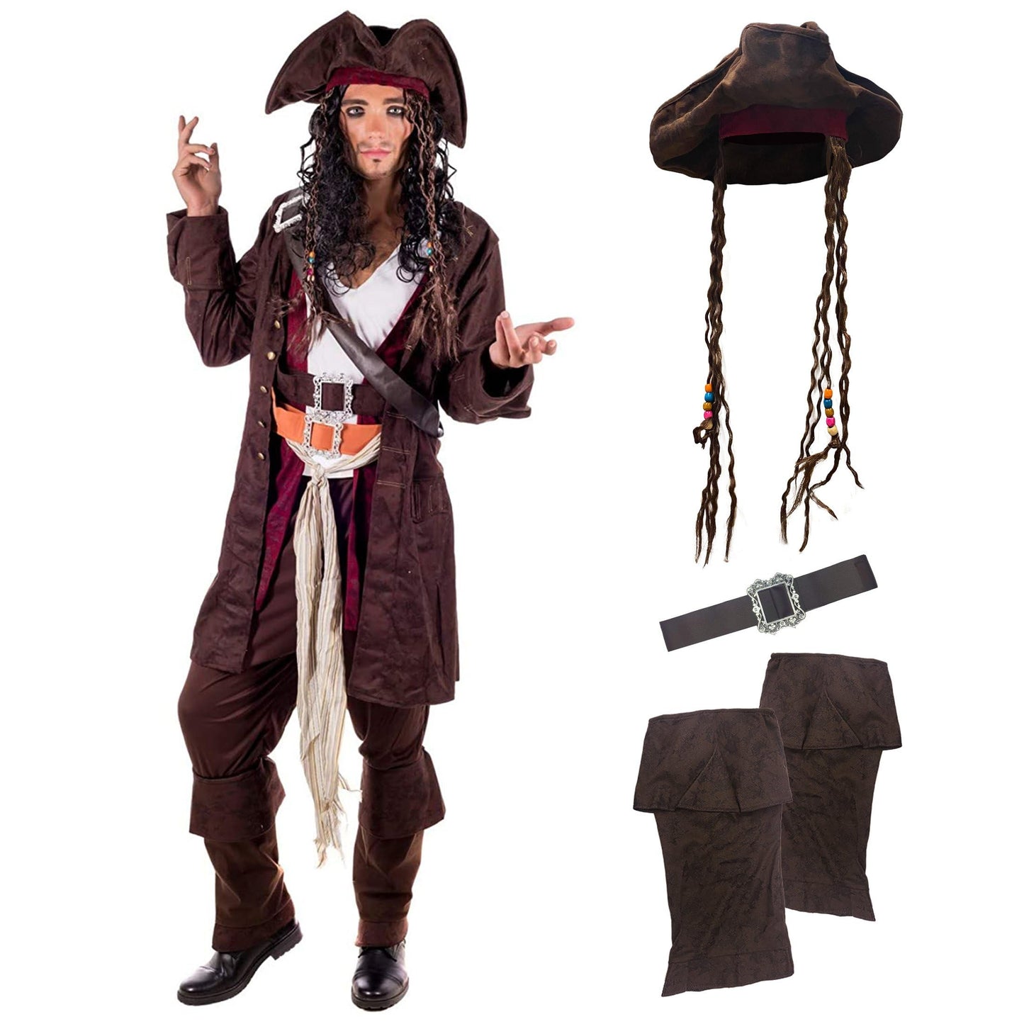 fun shack Pirate Costume Men, Mens Pirate Costume, Halloween Costumes for Men, Halloween Costumes Adult, X-Large