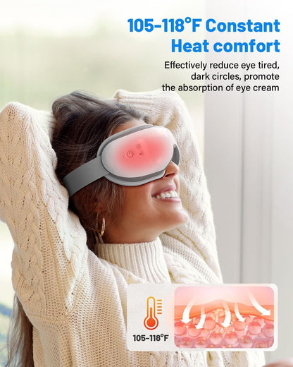 Eye Massager with Heat & Bluetooth Music, Birthday Gifts for Women, Reduce Eye Strain, Headache Relief and Improve Sleep, Eye Care Device for Migraine