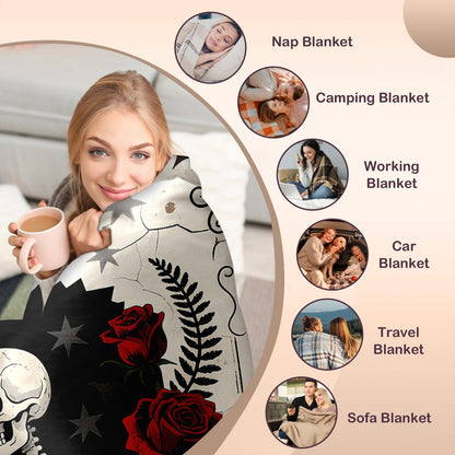 Halloween Skeleton Gifts for Women Men, Halloween Blankets and Throws, Anniversary Day Gifts for Husband Wife, Gift for Boyfriend Girlfriend, Halloweeen Decoration, Soft Skull Gothic Blanket 50" X 60"