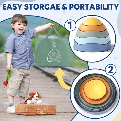 Lehoo Castle Stepping Stones for Kids, Non-Slip Toddler Stepping Stones, Indoor & Outdoor Toys for Toddlers 1-3, Obstacle Course for Kids, Sensory Balance Board