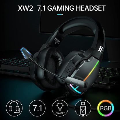 Foyose Gaming Headset for PC-Wired Headphones with Microphone-7.1 Surround Sound Computer USB Headset for Laptop