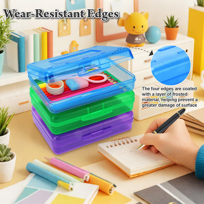 Nuozme Plastic Translucent Pencil Box for Kids, Adult, Student, Large Capacity Pencil Cases with Snap-Tight Lid for Pens, Pencils, School Supplies,Office Supplies,1 Pack (Blue)