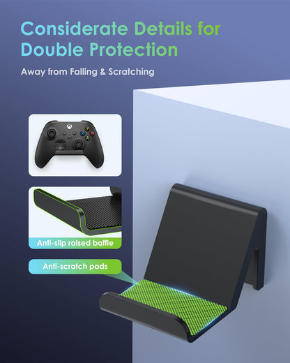 6amLifestyle 4 Pack Controller Holder Stand Built in Anti-Slip Pads for PS5 PS4 Xbox One Switch Pro Gamepad Controller Wall Mount Adhesive/Screws, Universal Controller Accessories Shark 14 Mini
