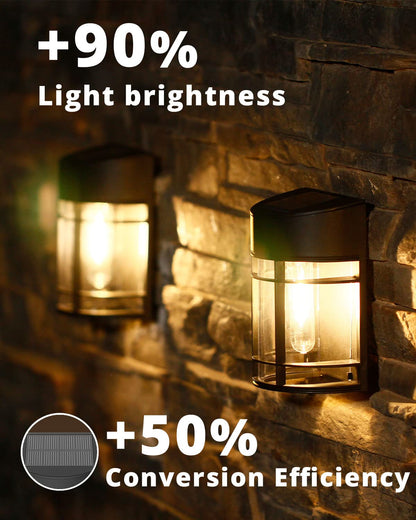 DOESLAG Solar Fence Lights Outdoor, 8 Pack Waterproof Solar Lights Outdoor, Outdoor Solar Light Fence Light for Garden Fence Post Step Stair Backyard