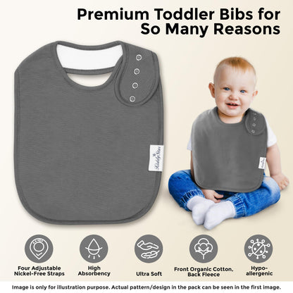 KiddyStar Premium Drool Bibs – Organic Cotton, 2 Layers, Absorbent, Adjustable, Soft Bandana Bibs for Toddlers
