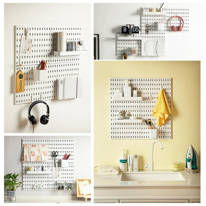 Keepo Pegboard Combination Kit, Pegboards and Accessories Modular Hanging for Wall Organizer, Crafts Organization, Ornaments Display, Nursery Storage, Peg Board (White, 22″×22″)