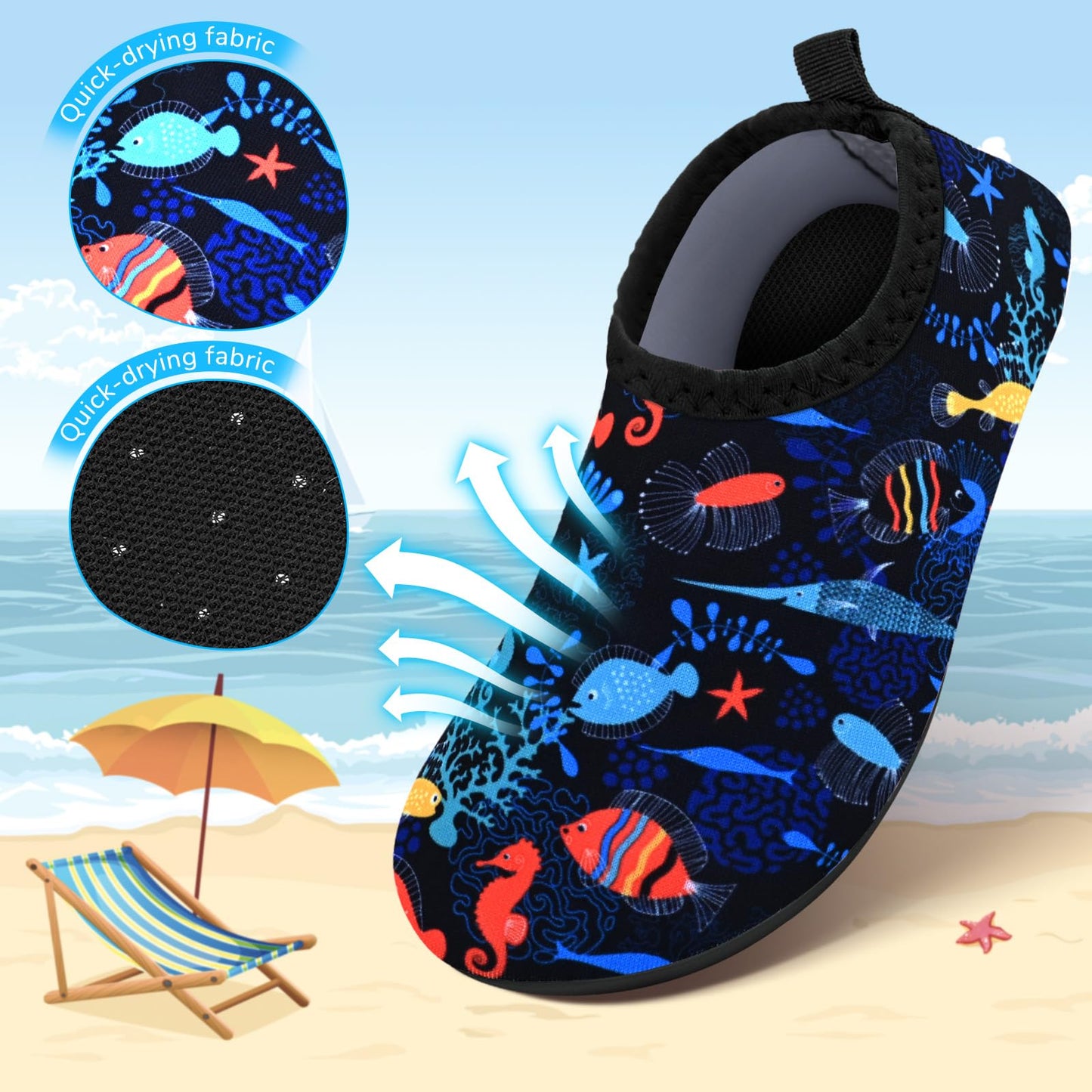 Kids Boys Girls Swim Water Shoes, Toddler Kids Swim Water Shoes Non Slip Quick Dry Beach Shoes,Barefoot Sports Shoes Aqua Socks for Beach Outdoor Sports