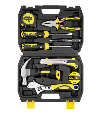 DOWELL 10 Piece Small Tool Kit,Mini Portable Tool Set,Home Repair Hand Tool Kit with Plastic Tool box Storage Case