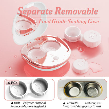 Contact Lens Cleaner, Portable Ultrasonic Contact Lens Cleaning Machine with USB Charger and Solution Soak Case Kit for Soft Lens, Colored Contact Lens, Hard Lens, RGP Lens and OK Lens (White)