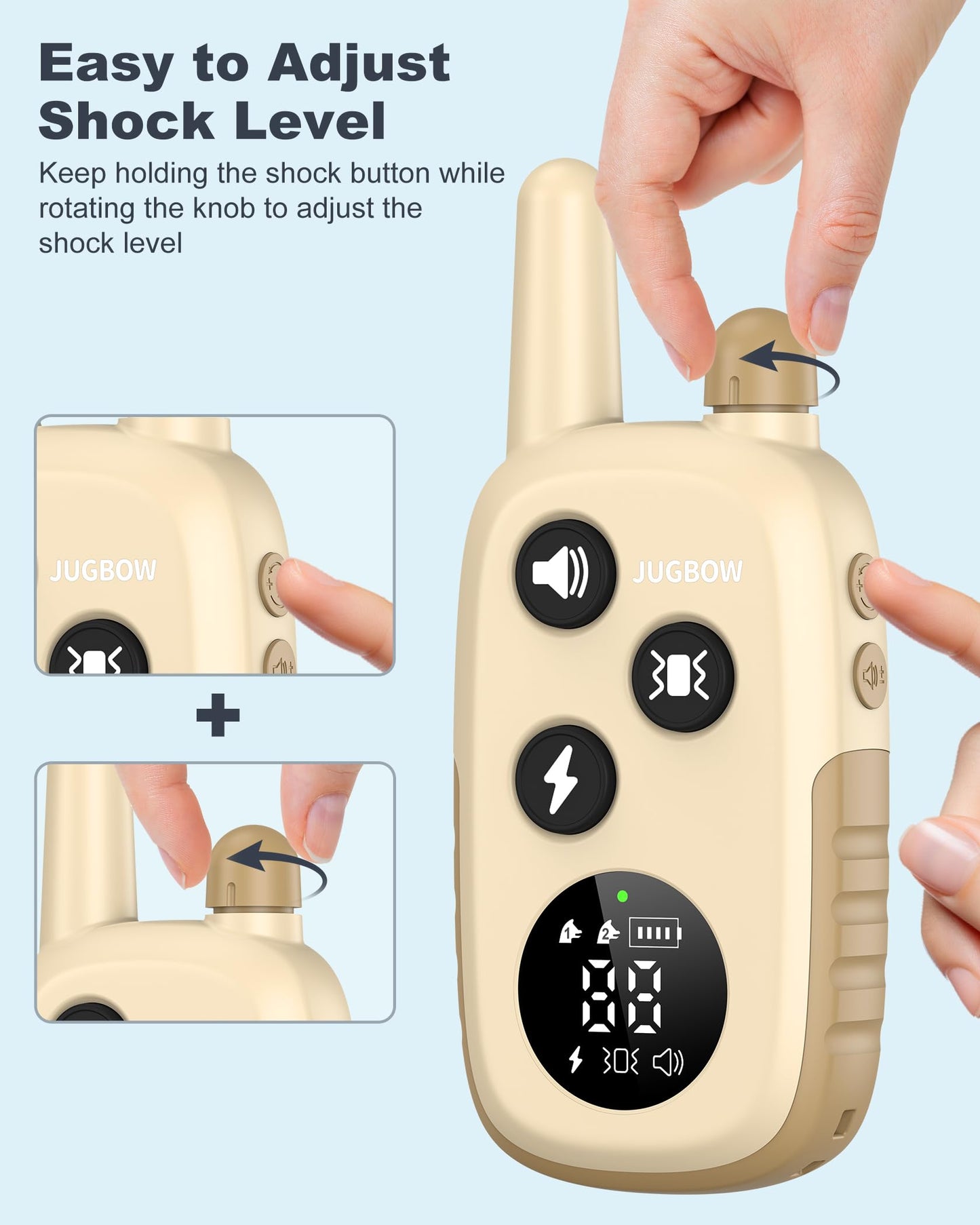 Jugbow Dog Shock Collar 2 Dogs (5-120Lbs) - 4200FT Dog Training Collar with Remote for Large Medium Small Dogs, Rechargeable Waterproof IPX8 E Collars with Beep (1-3) Vibration(1-3) Safe Static(0-99)