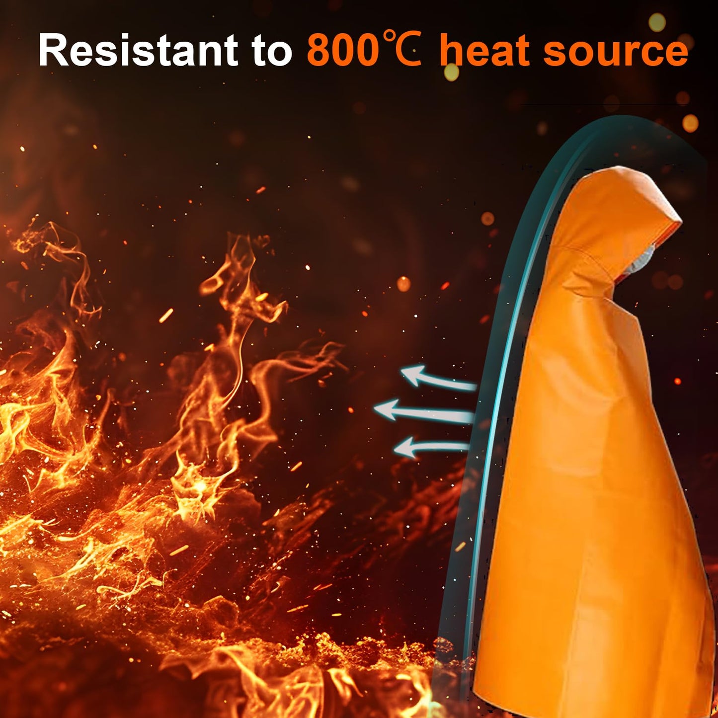 DIBBATU Fireproof Cloak, Fire Escape Cloak, Extra Big Fireproof Fiber Cape, Emergency Used as A Fire Blanket, Head Protection Fire Escape kit for Household, Office Home (Orange, 72 * 70in)