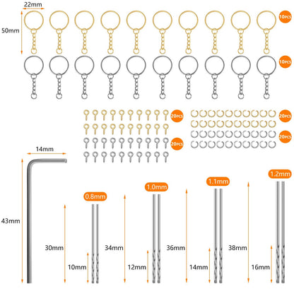 Electric Hand Drill Tools Set for Resin Casting Molds, Electrical Pin Vise Kit with 8 Pieces Drill Bits (0.8 to 1.2 mm) for Resin Plastic Wood Polymer Clay Jewelry Keychain Pendant Making Supplies