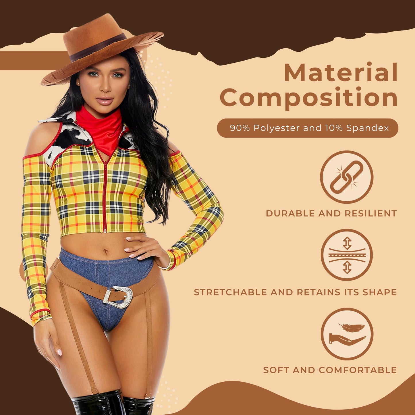 Forplay Women's Playtime Sheriff Sexy Cowboy Movie Character Costume Adult Costume, Yellow, L/XL