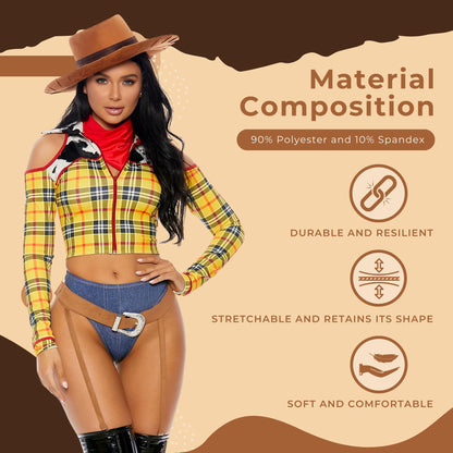 Forplay Women's Playtime Sheriff Sexy Cowboy Movie Character Costume Adult Costume, Yellow, L/XL