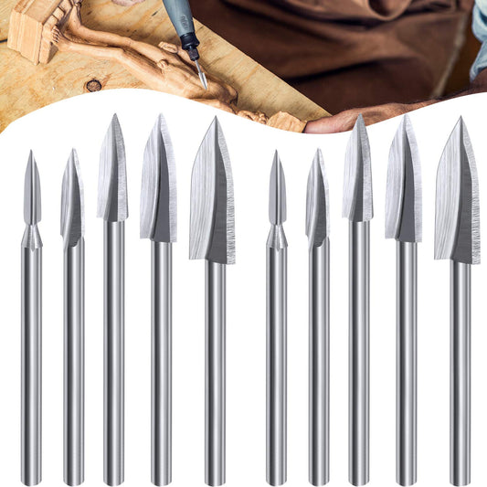 10 Pieces Wood Carving Drill bits Wood Engraving Tools Rotary Carving bits DIY Woodworking Drill Accessories