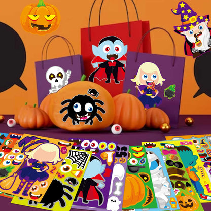 48 PCS Halloween Make-a-face Stickers Halloween Characters Stickers for Kids Make Your Own Mix and Match Sticker DIY Crafts Decorating Toy Sticker Trick or Treat Party Game Activities