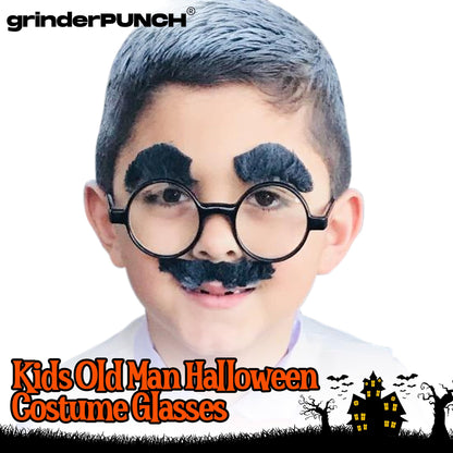 grinderPUNCH Kids Childrens Wizard Nerd Round Black Frame Glasses, Clear Lens (Age 4-12)