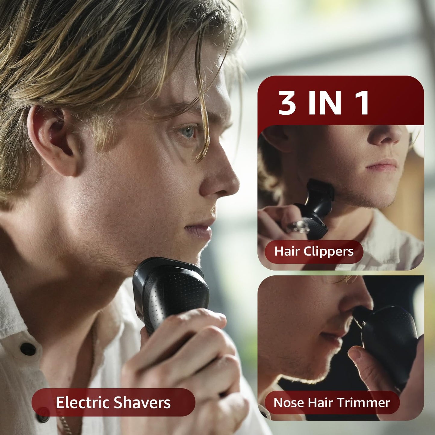 rategist Electric Razor for Men Cordless: 3-in-1 Electric Shaver for Face/Beard/Nose/Sideburns - IPX7 Waterproof Travel Kit - Precision Blades & Turbo Speed