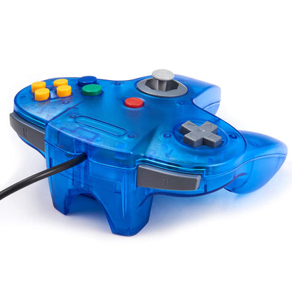 KIWITATA 2 Pack Classic N64 Controller, Retro N64 Remote Wired Game Pad Joystick Controller for N64 System Console Clear Blue