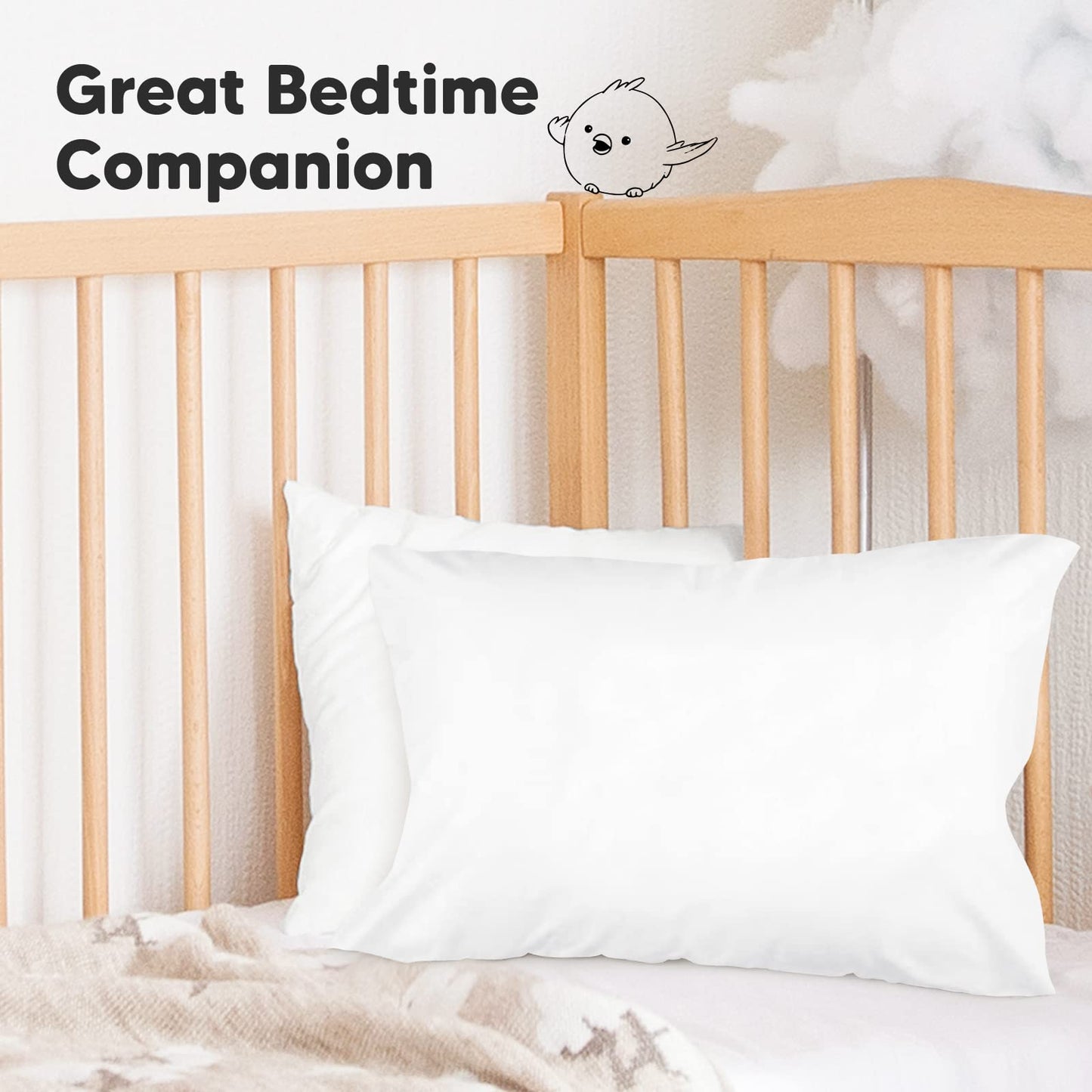 KeaBabies Toddler Pillowcase 13"x18" - Organic Cotton Toddler Pillowcase for Kids, Boys, Girls, Soft & Durable Cotton Cover for Miniature Sleepy Pillows, Cute Colors,Pillow Sold Separately(Soft White)