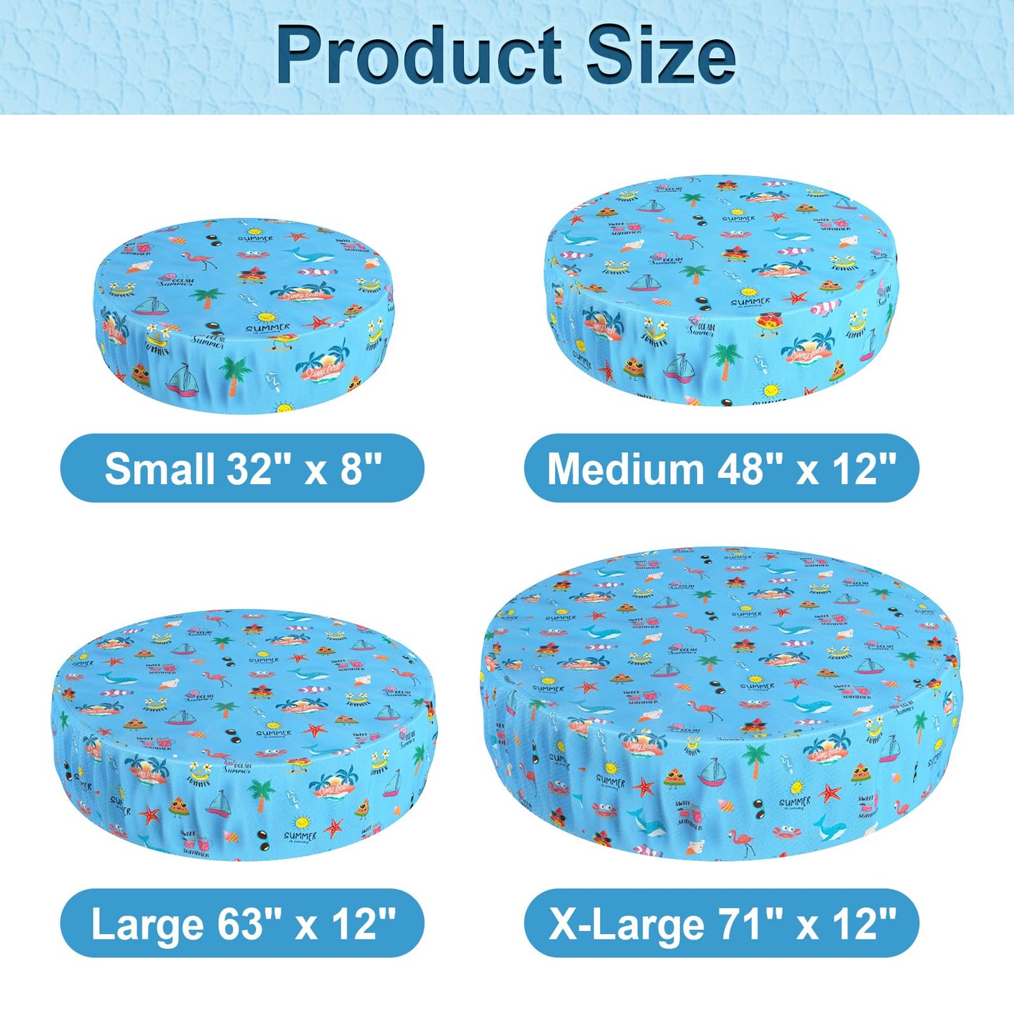 Docuwee Round Dog Pool Cover 71", Foldable Kiddie Solar Cover Fit Dog Collapsible Swimming Pool, Pets Kids Bath Tub, Anti-UV Dustproof Safety Pool Covers, Summer Beach Patterns
