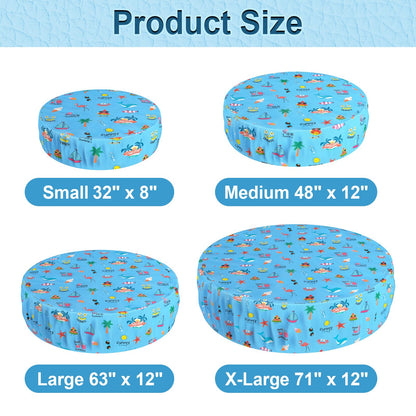 Docuwee Round Dog Pool Cover 71", Foldable Kiddie Solar Cover Fit Dog Collapsible Swimming Pool, Pets Kids Bath Tub, Anti-UV Dustproof Safety Pool Covers, Summer Beach Patterns