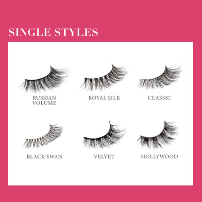 KISS Lash Couture LuXtensions Collection False Eyelashes, Flat Technology, Super Slim Band, Real Extension Fibers, Reusable, Contact Lens Friendly Strip Lashes, Style Royal Silk, 1 Pair (Pack of 2)